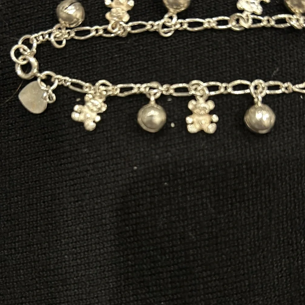 Child’s Sterling Silver Charm Bracelet 3 1/2” Wide Very Good Used Condition